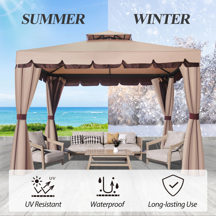 Kenyatta outdoor patio daybed canopy online gazebo swing with mesh walls